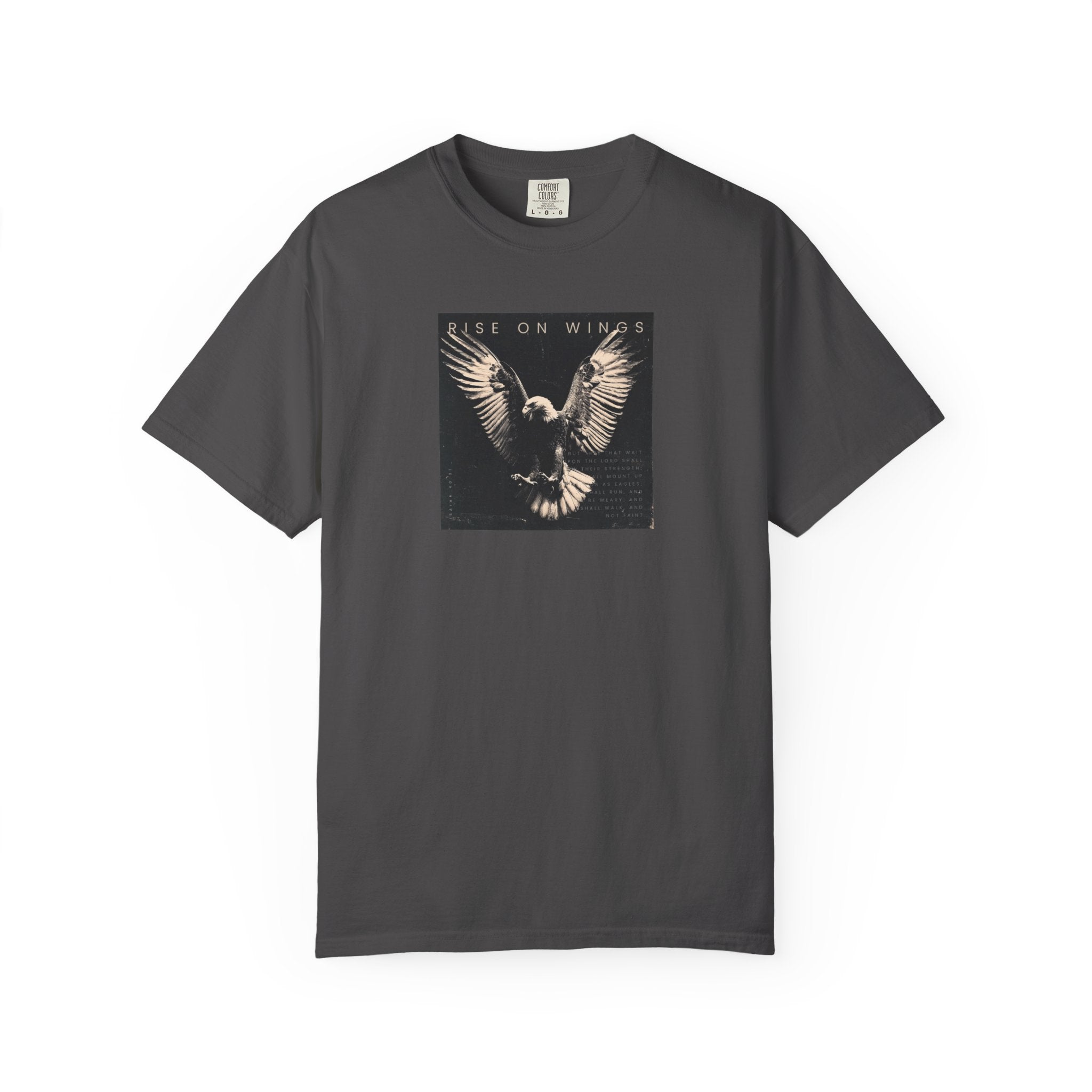 Rise on Wings Tee – Isaiah 40:31 Christian Shirt of Strength & Hope