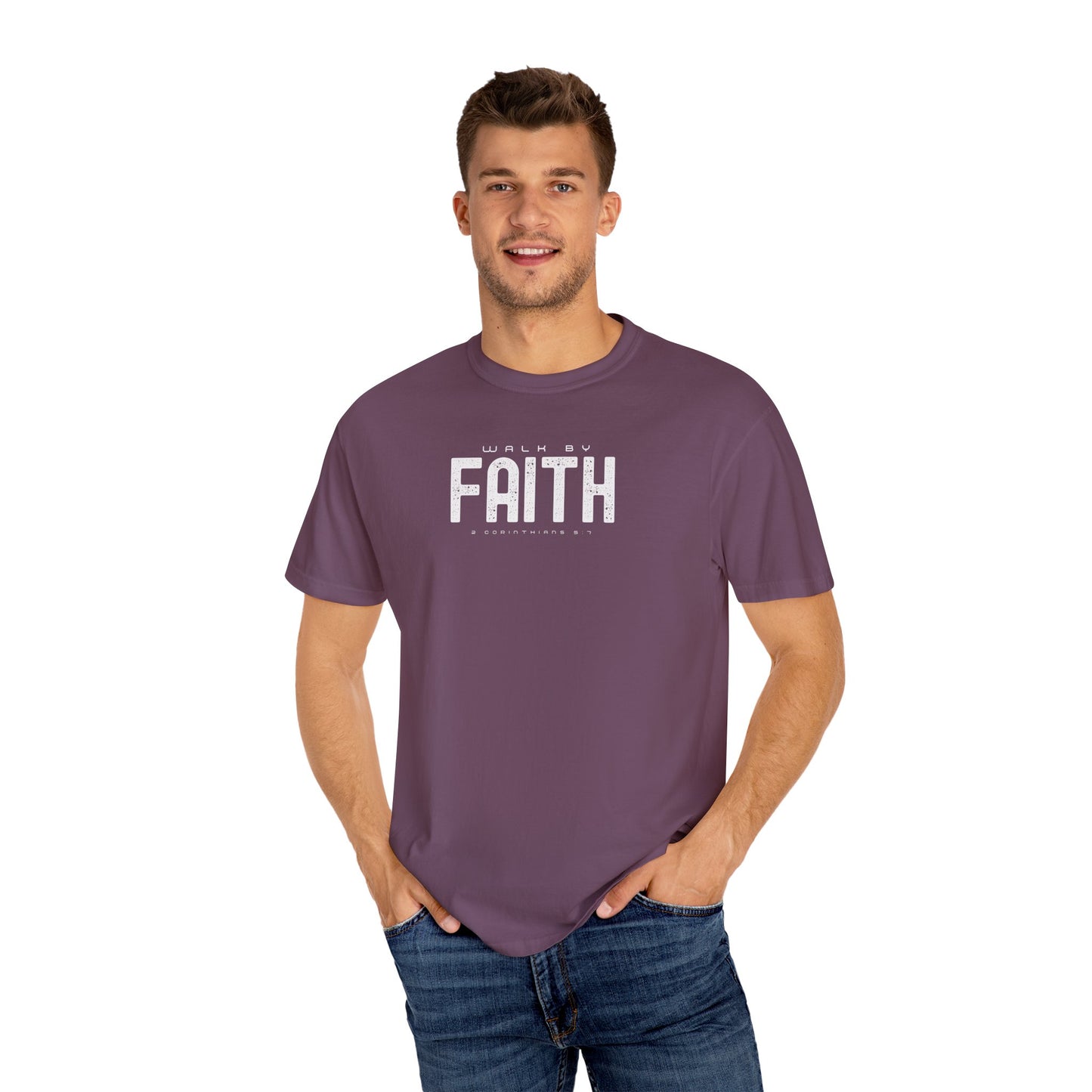 Walk by Faith T-Shirt – 2 Corinthians 5:7 Christian Tee