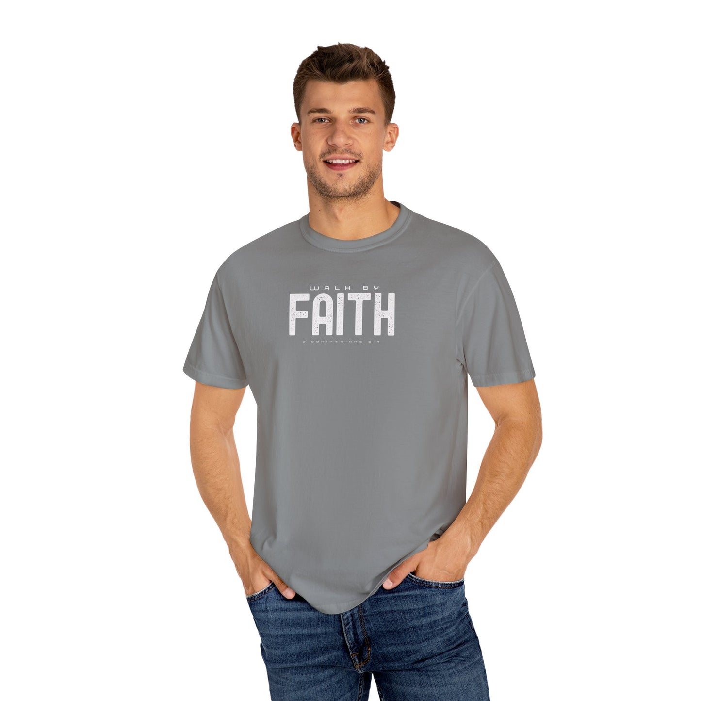 Walk by Faith T-Shirt – 2 Corinthians 5:7 Christian Tee