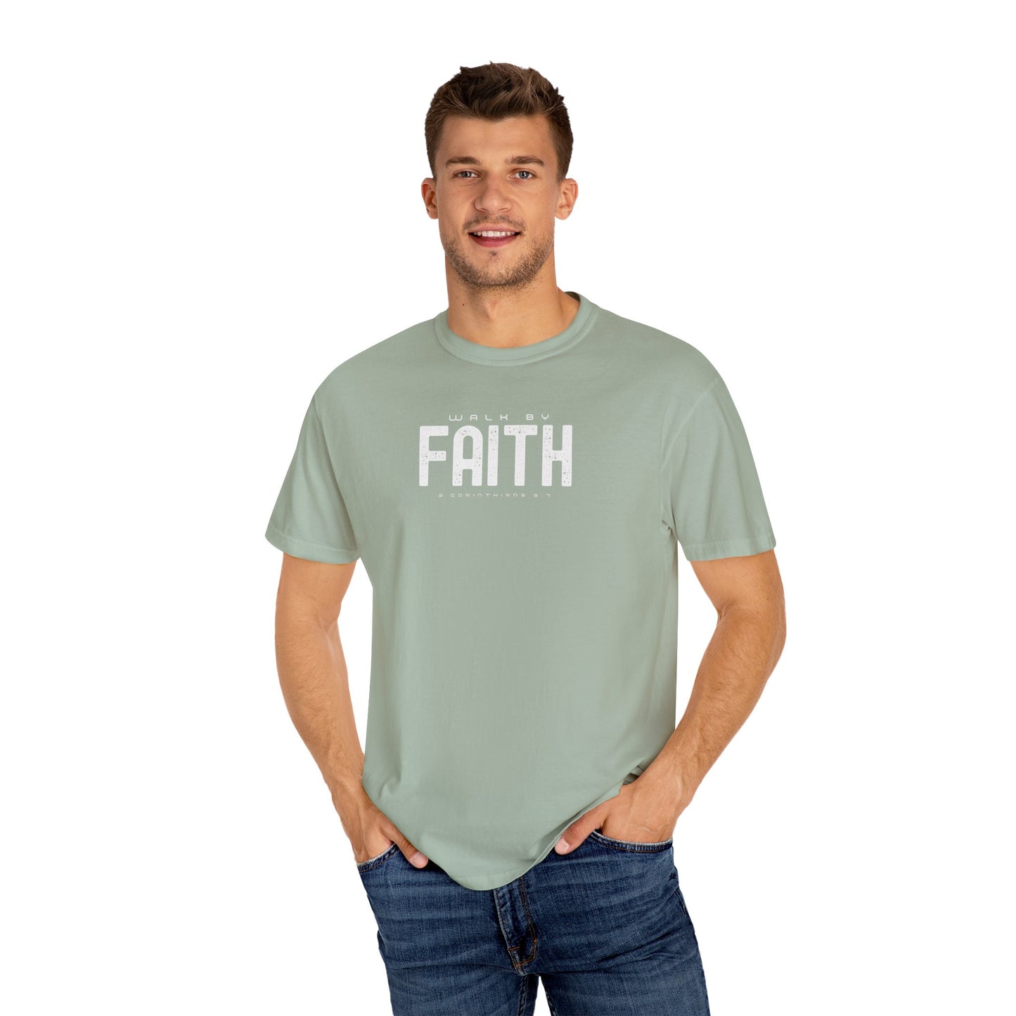 Walk by Faith T-Shirt – 2 Corinthians 5:7 Christian Tee