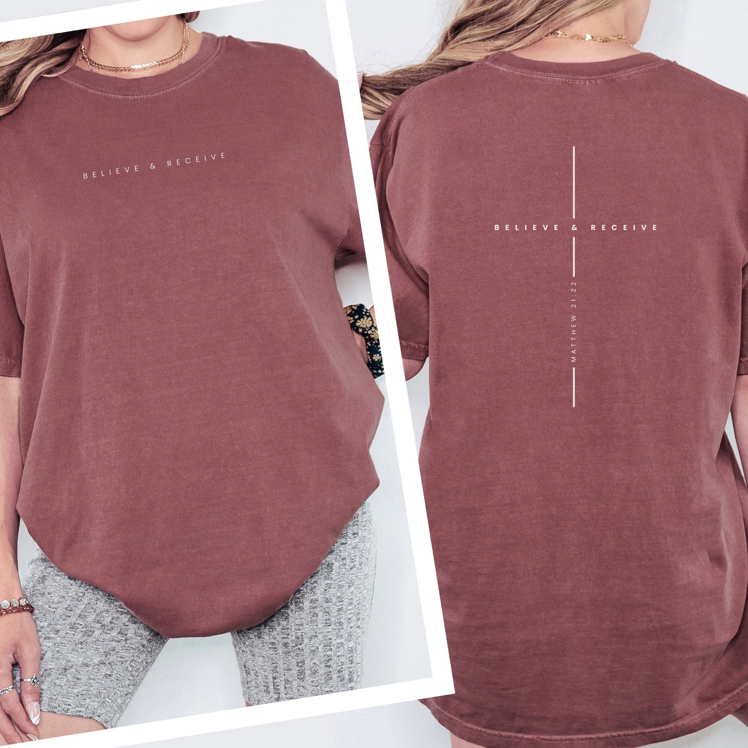Believe & Receive T-Shirt – Mark 11:24 Faith + Cross Design Tee