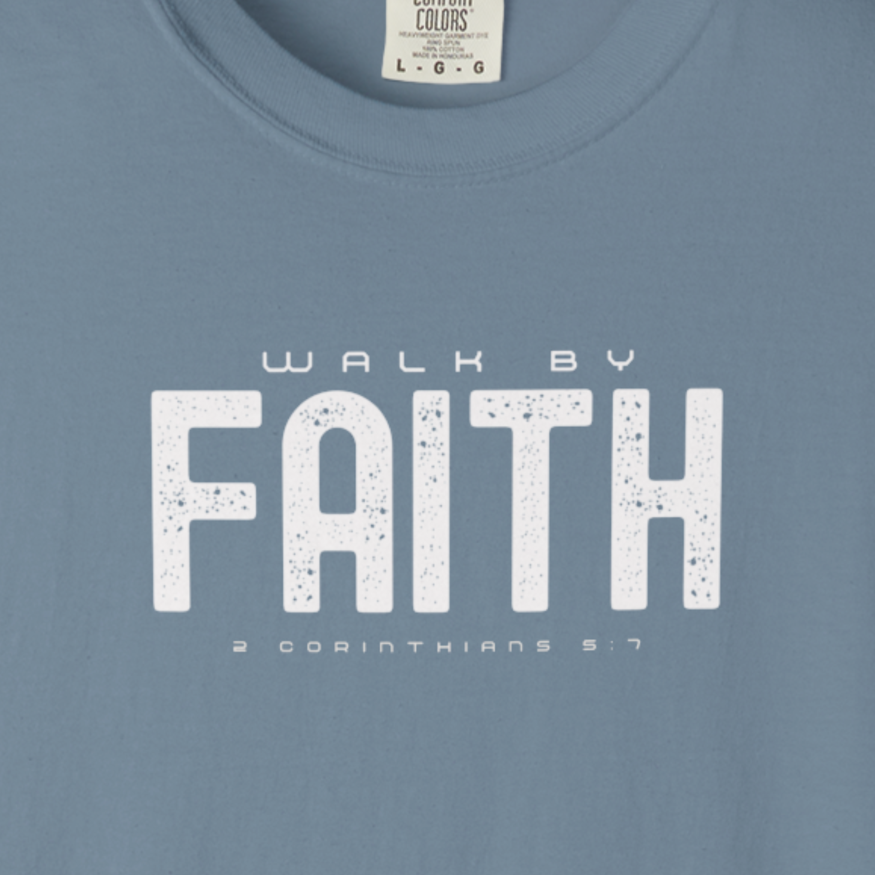 Walk by Faith T-Shirt – 2 Corinthians 5:7 Christian Tee Black / S-Granite / S-Bay / S-Berry / S-Blue Jean / S