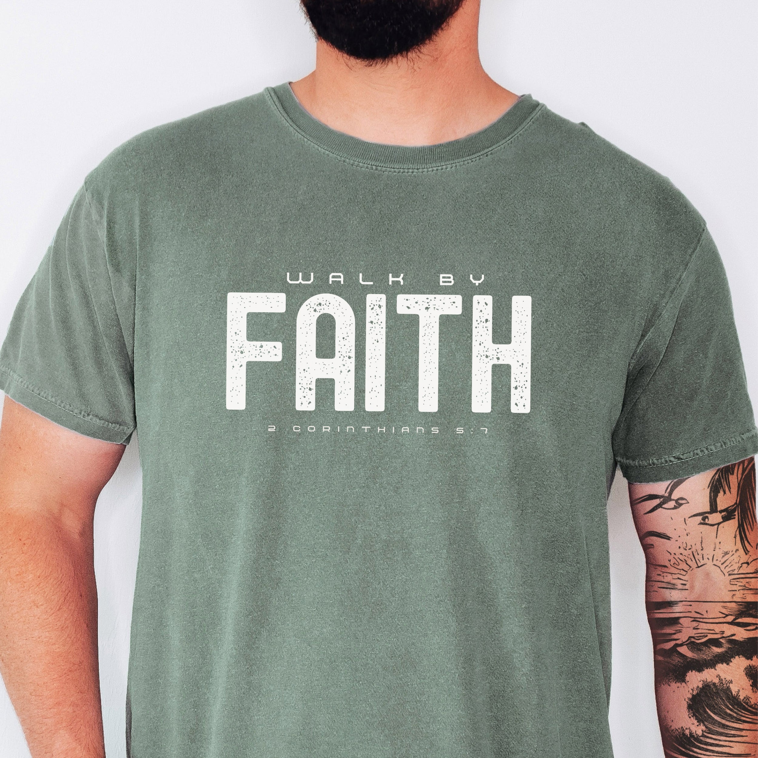 Walk by Faith T-Shirt – 2 Corinthians 5:7 Christian Tee