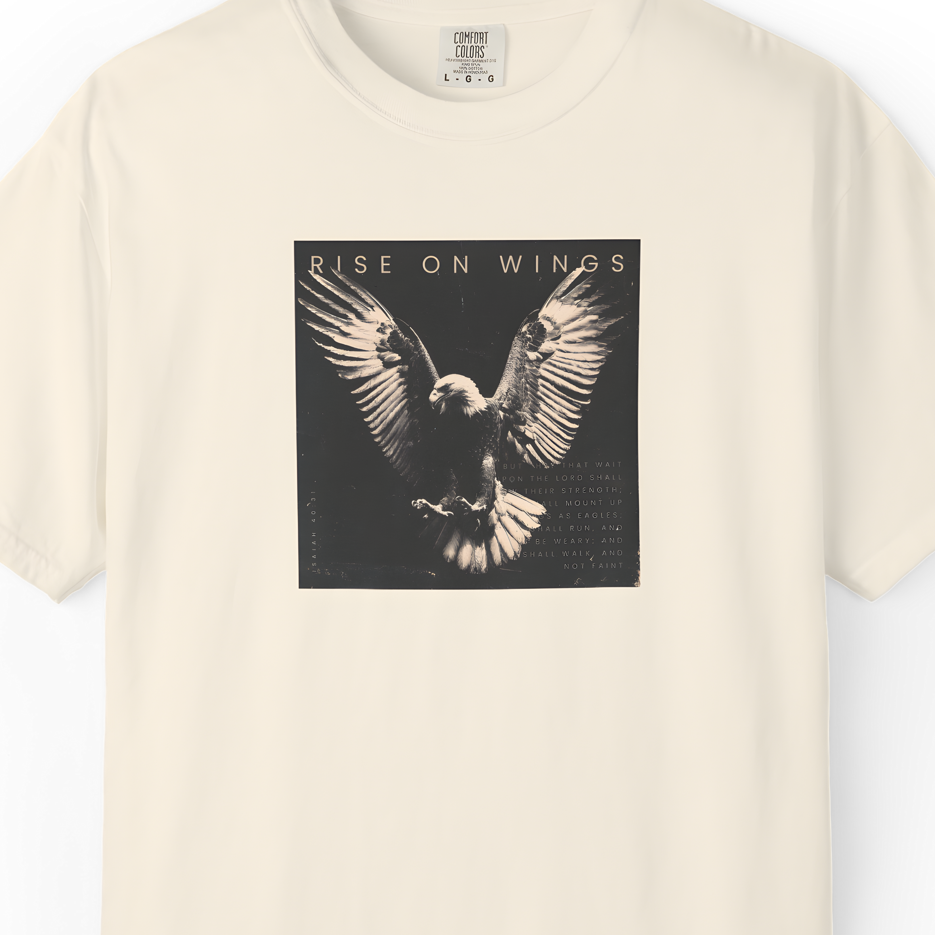 Rise on Wings Tee – Isaiah 40:31 Christian Shirt of Strength & Hope