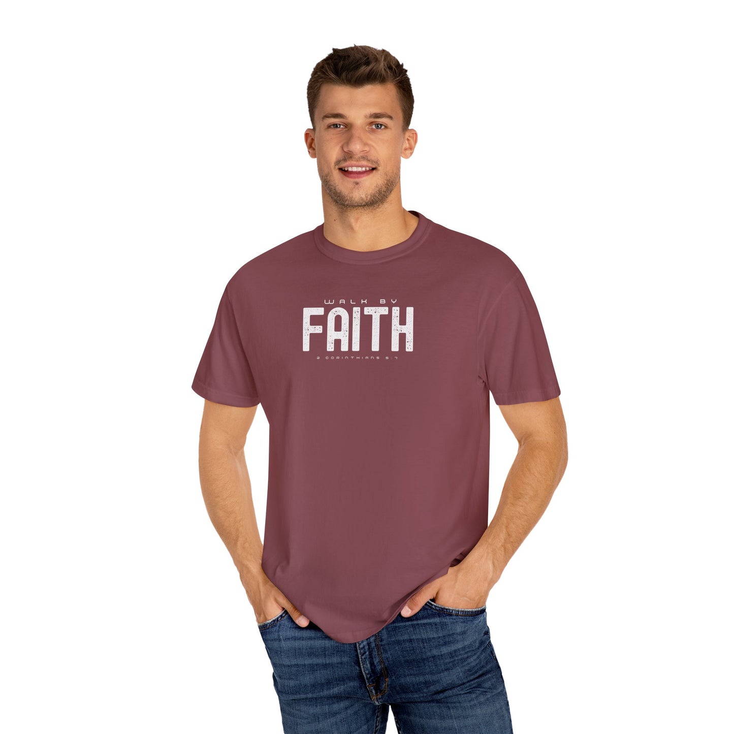 Walk by Faith T-Shirt – 2 Corinthians 5:7 Christian Tee