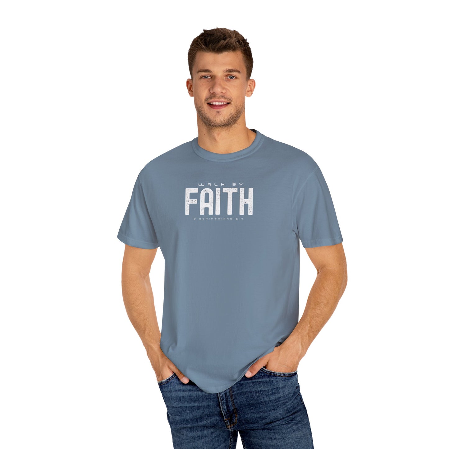 Walk by Faith T-Shirt – 2 Corinthians 5:7 Christian Tee
