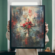 Cross of Roses - Framed Canvas Print    Unframed Canvas / 8″×10″-Unframed Canvas / 9″×12″-Unframed Canvas / 11″×14″-Unframed Canvas / 12″×12″-Unframed Canvas / 12″×16″-Unframed Canvas / 12″×18″-Unframed Canvas / 16″×16″-Unframed Canvas / 16″×20″-Unframed Canvas / 18″×24″-Unframed Canvas / 20″×28″