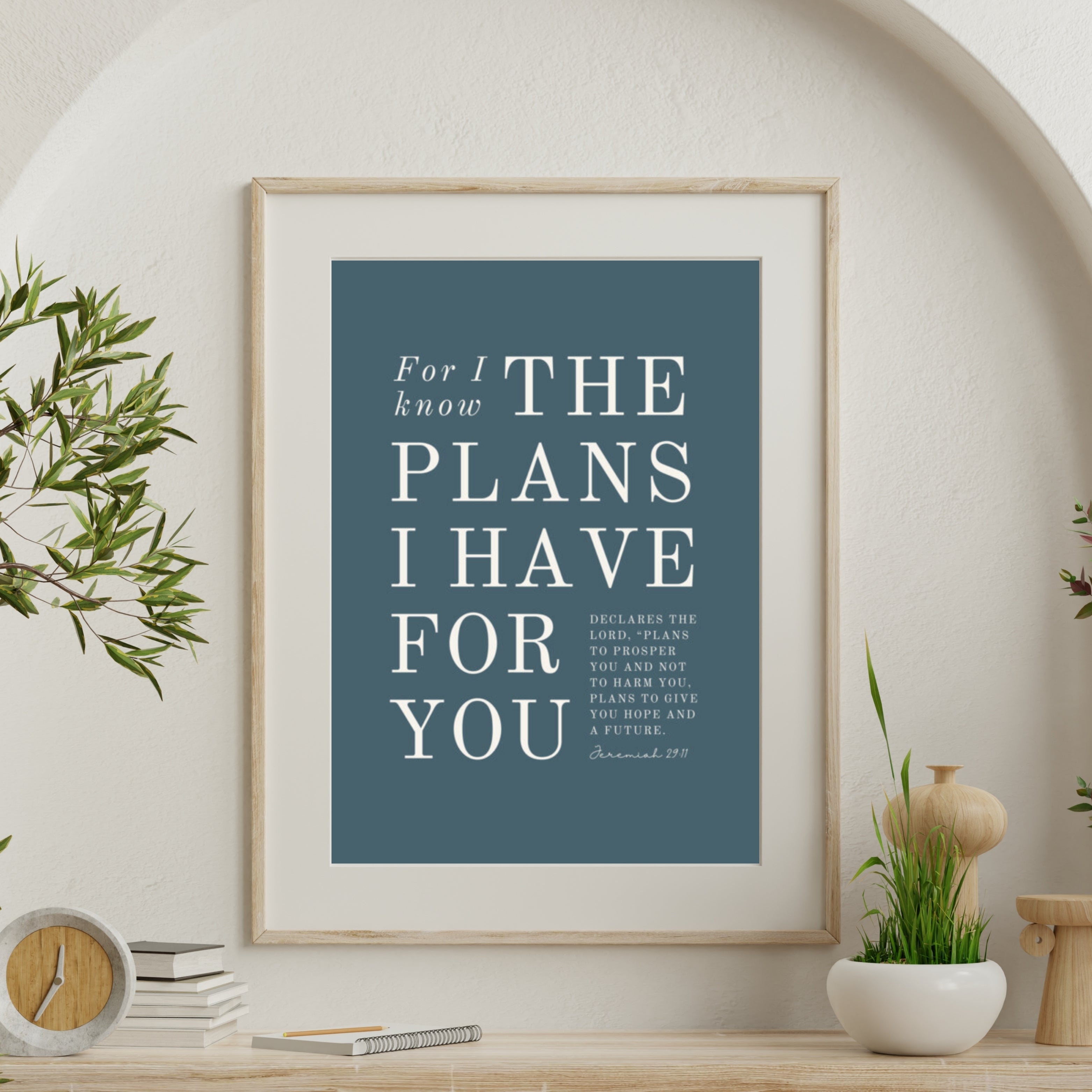 Jeremiah 29:11 Bible Verse Wall Art On Warm Blues
