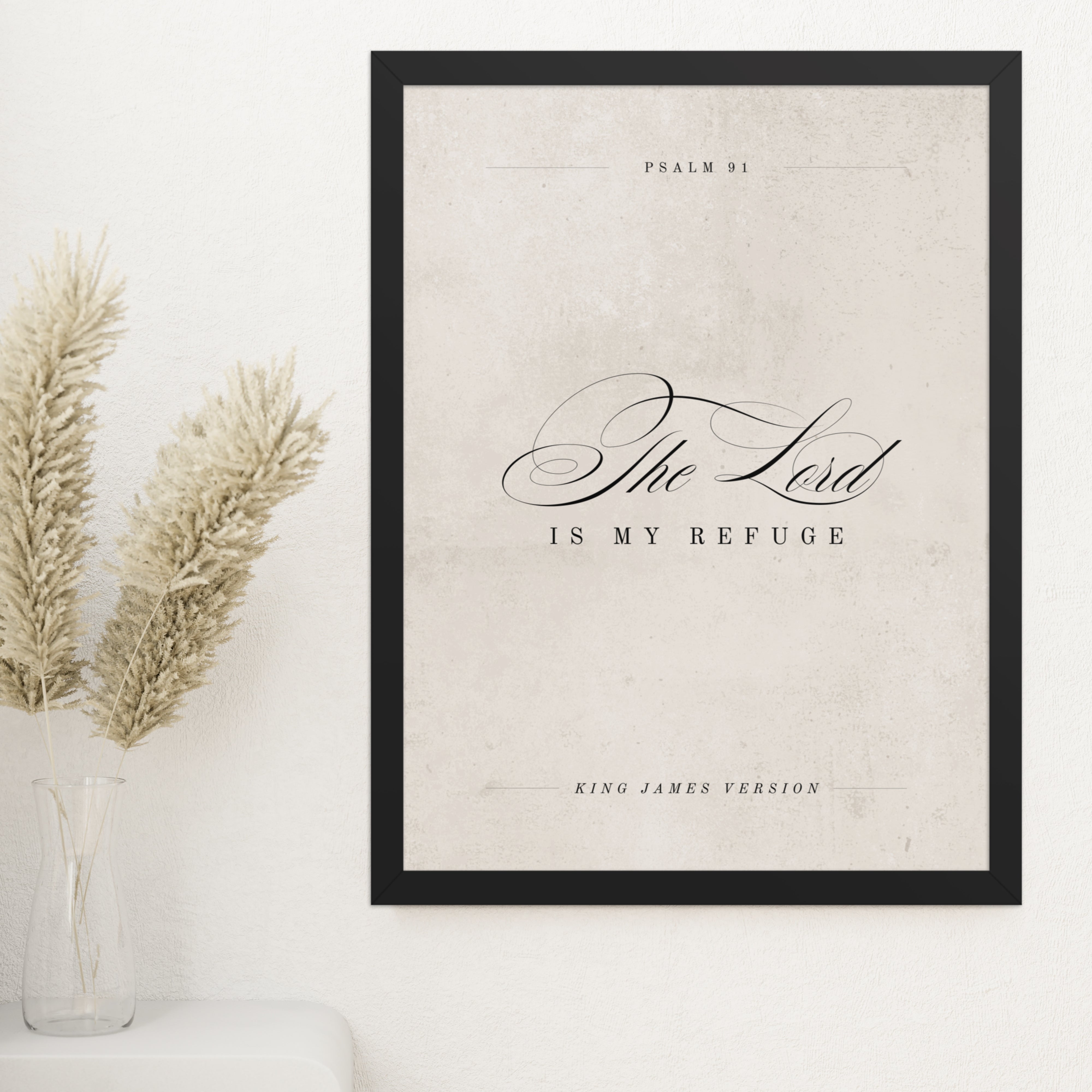 Psalm 91 Verse - On Beige Background Unframed Matte Paper / 5"x7"-Unframed Matte Paper / 8″×10″-Unframed Matte Paper / 11″×14″-Unframed Matte Paper / 12″×16″-Unframed Matte Paper / 12″×18″-Unframed Matte Paper / 16″×20″-Unframed Matte Paper / A2 (16.5″×23.3″)-Unframed Matte Paper / 18″×24″-Unframed Matte Paper / 24″×36″-Unframed Matte Paper / 20"x30"