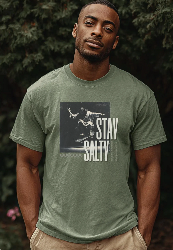 Stay Salty T-Shirt – Bold Christian Streetwear Inspired by Matthew 5:13