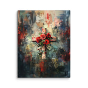 Cross of Roses - Framed Canvas Print