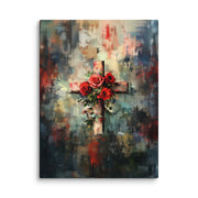 Cross of Roses - Framed Canvas Print