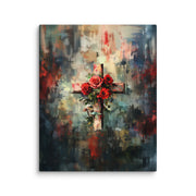 Cross of Roses - Framed Canvas Print