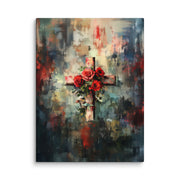Cross of Roses - Framed Canvas Print