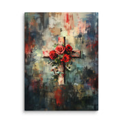 Cross of Roses - Framed Canvas Print