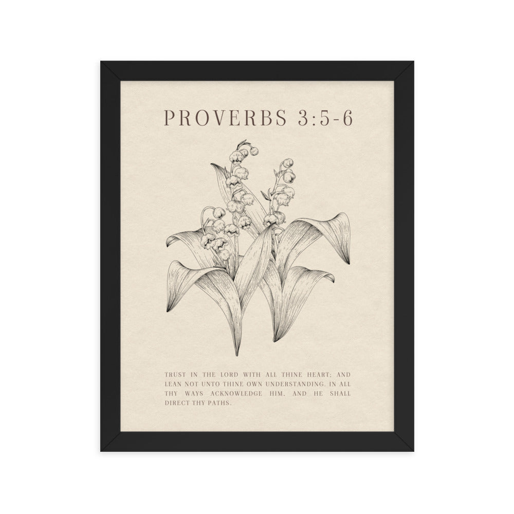 Proverbs 3:5-6 Verse Printed - Floral On Beige Background    5″×7″ / Unframed Matte Paper-A1 (23.3″×33.1″) / Unframed Matte Paper-A2 (16.5″×23.3″) / Unframed Matte Paper-8″×10″ / Unframed Matte Paper-8″×10″ / Black-8″×10″ / Red Oak-8″×10″ / White-11″×14″ / Unframed Matte Paper-11″×14″ / Black-11″×14″ / Red Oak