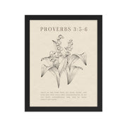 Proverbs 3:5-6 Verse Printed - Floral On Beige Background    5″×7″ / Unframed Matte Paper-A1 (23.3″×33.1″) / Unframed Matte Paper-A2 (16.5″×23.3″) / Unframed Matte Paper-8″×10″ / Unframed Matte Paper-8″×10″ / Black-8″×10″ / Red Oak-8″×10″ / White-11″×14″ / Unframed Matte Paper-11″×14″ / Black-11″×14″ / Red Oak
