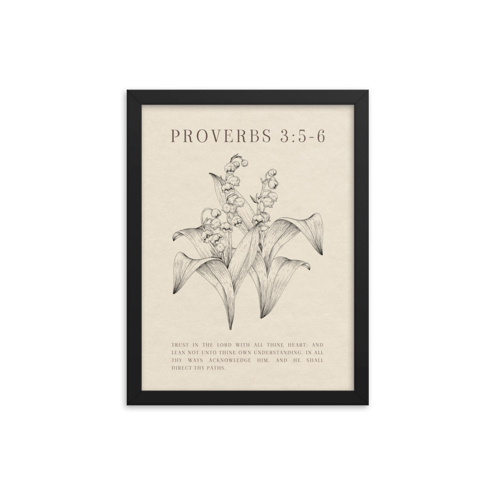 Proverbs 3:5-6 Verse Printed - Floral On Beige Background    5″×7″ / Unframed Matte Paper-A1 (23.3″×33.1″) / Unframed Matte Paper-A2 (16.5″×23.3″) / Unframed Matte Paper-8″×10″ / Unframed Matte Paper-8″×10″ / Black-8″×10″ / Red Oak-8″×10″ / White-11″×14″ / Unframed Matte Paper-11″×14″ / Black-11″×14″ / Red Oak