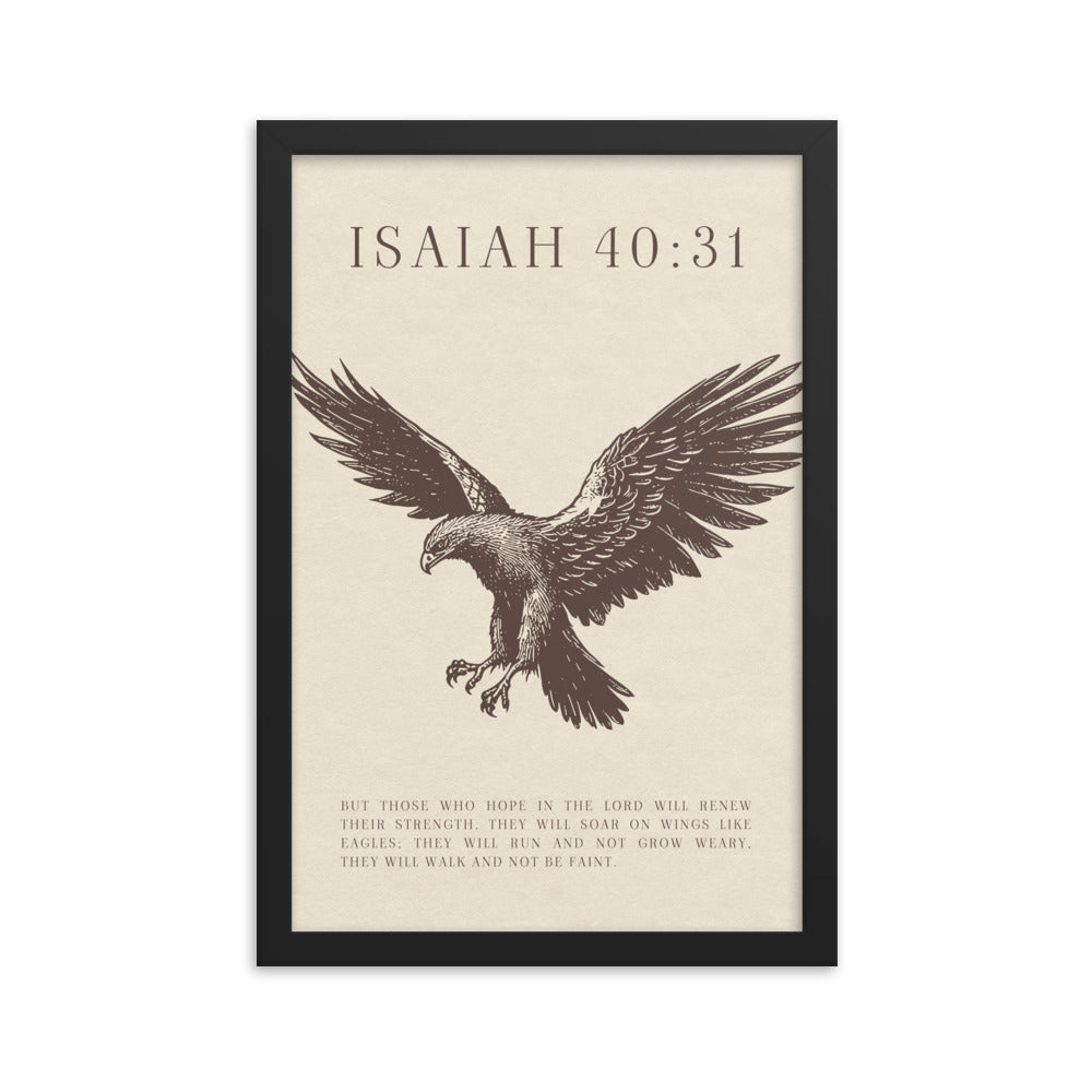 Isaiah 40:31 Verse Wall Art - Eagle On Beige    5″×7″ / Unframed Matte Paper-A1 (23.3″×33.1″) / Unframed Matte Paper-A2 (16.5″×23.3″) / Unframed Matte Paper-8″×10″ / Unframed Matte Paper-8″×10″ / Black-8″×10″ / Red Oak-8″×10″ / White-11″×14″ / Unframed Matte Paper-11″×14″ / Black-11″×14″ / Red Oak