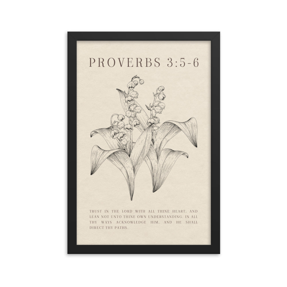 Proverbs 3:5-6 Verse Printed - Floral On Beige Background    5″×7″ / Unframed Matte Paper-A1 (23.3″×33.1″) / Unframed Matte Paper-A2 (16.5″×23.3″) / Unframed Matte Paper-8″×10″ / Unframed Matte Paper-8″×10″ / Black-8″×10″ / Red Oak-8″×10″ / White-11″×14″ / Unframed Matte Paper-11″×14″ / Black-11″×14″ / Red Oak