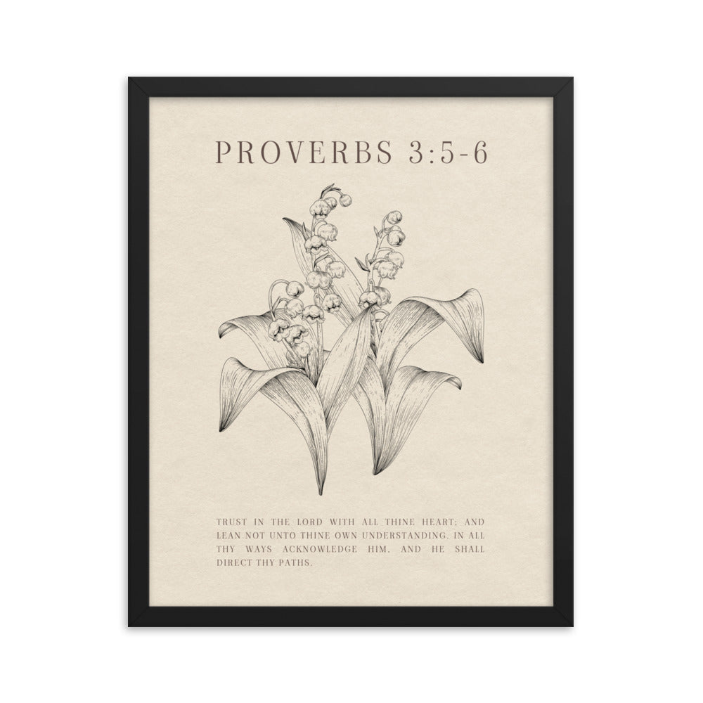 Proverbs 3:5-6 Verse Printed - Floral On Beige Background    5″×7″ / Unframed Matte Paper-A1 (23.3″×33.1″) / Unframed Matte Paper-A2 (16.5″×23.3″) / Unframed Matte Paper-8″×10″ / Unframed Matte Paper-8″×10″ / Black-8″×10″ / Red Oak-8″×10″ / White-11″×14″ / Unframed Matte Paper-11″×14″ / Black-11″×14″ / Red Oak