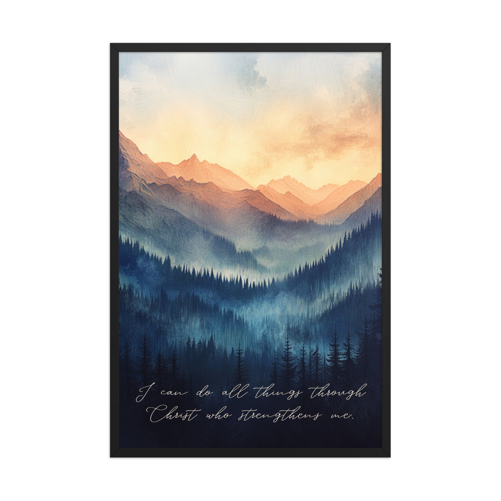 Philippians 4:13 - Mountain Landscape Art Unframed Matte Paper / 5"x7"-Unframed Matte Paper / A1 (23.3″×33.1″)-Unframed Matte Paper / A2 (16.5″×23.3″)-Unframed Matte Paper / 8″×10″-Unframed Matte Paper / 11″×14″-Unframed Matte Paper / 12″×16″-Unframed Matte Paper / 12″×18″-Unframed Matte Paper / 16″×20″-Unframed Matte Paper / 18″×24″-Unframed Matte Paper / 20"x30"