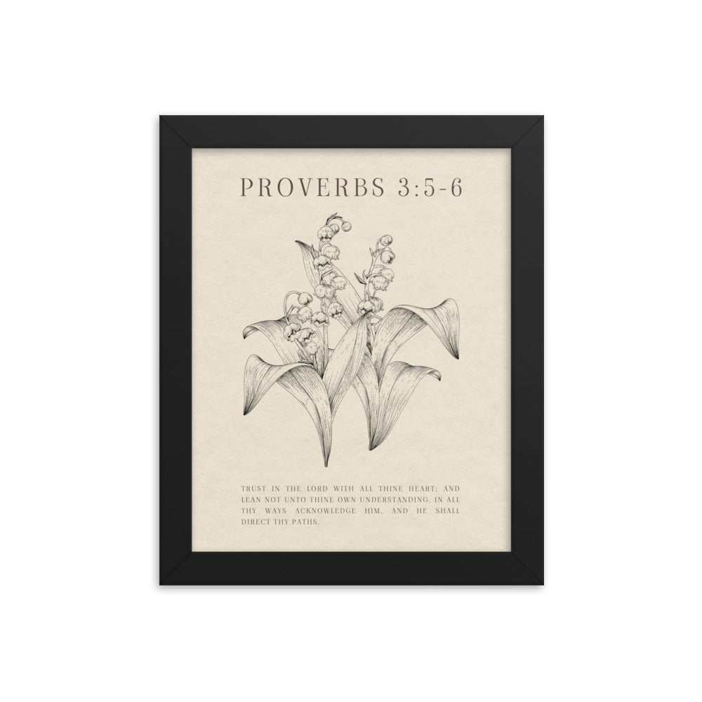 Proverbs 3:5-6 Verse Printed - Floral On Beige Background    5″×7″ / Unframed Matte Paper-A1 (23.3″×33.1″) / Unframed Matte Paper-A2 (16.5″×23.3″) / Unframed Matte Paper-8″×10″ / Unframed Matte Paper-8″×10″ / Black-8″×10″ / Red Oak-8″×10″ / White-11″×14″ / Unframed Matte Paper-11″×14″ / Black-11″×14″ / Red Oak