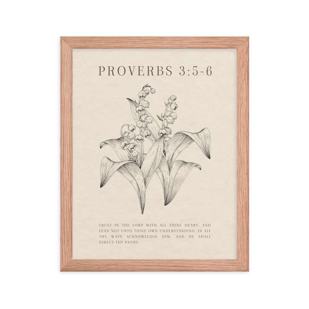 Proverbs 3:5-6 Verse Printed - Floral On Beige Background    5″×7″ / Unframed Matte Paper-A1 (23.3″×33.1″) / Unframed Matte Paper-A2 (16.5″×23.3″) / Unframed Matte Paper-8″×10″ / Unframed Matte Paper-8″×10″ / Black-8″×10″ / Red Oak-8″×10″ / White-11″×14″ / Unframed Matte Paper-11″×14″ / Black-11″×14″ / Red Oak