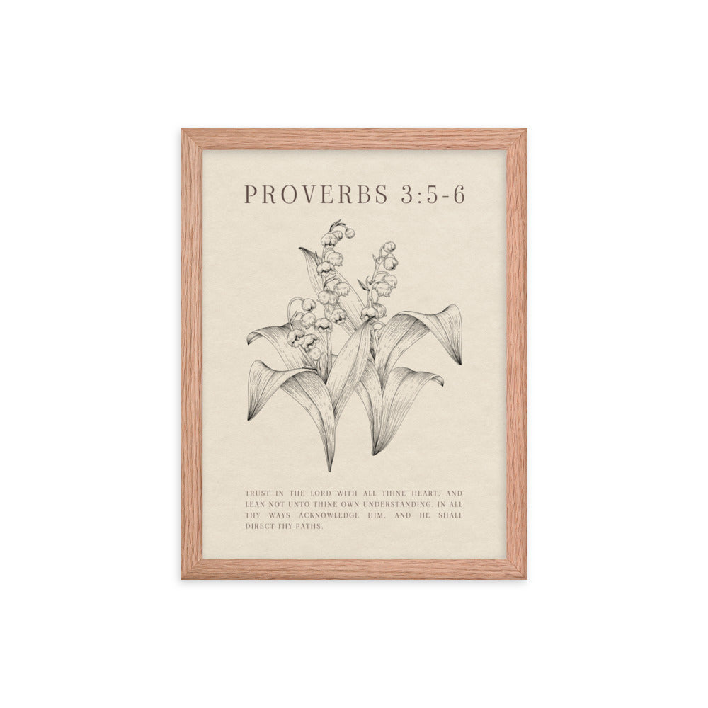 Proverbs 3:5-6 Verse Printed - Floral On Beige Background    5″×7″ / Unframed Matte Paper-A1 (23.3″×33.1″) / Unframed Matte Paper-A2 (16.5″×23.3″) / Unframed Matte Paper-8″×10″ / Unframed Matte Paper-8″×10″ / Black-8″×10″ / Red Oak-8″×10″ / White-11″×14″ / Unframed Matte Paper-11″×14″ / Black-11″×14″ / Red Oak