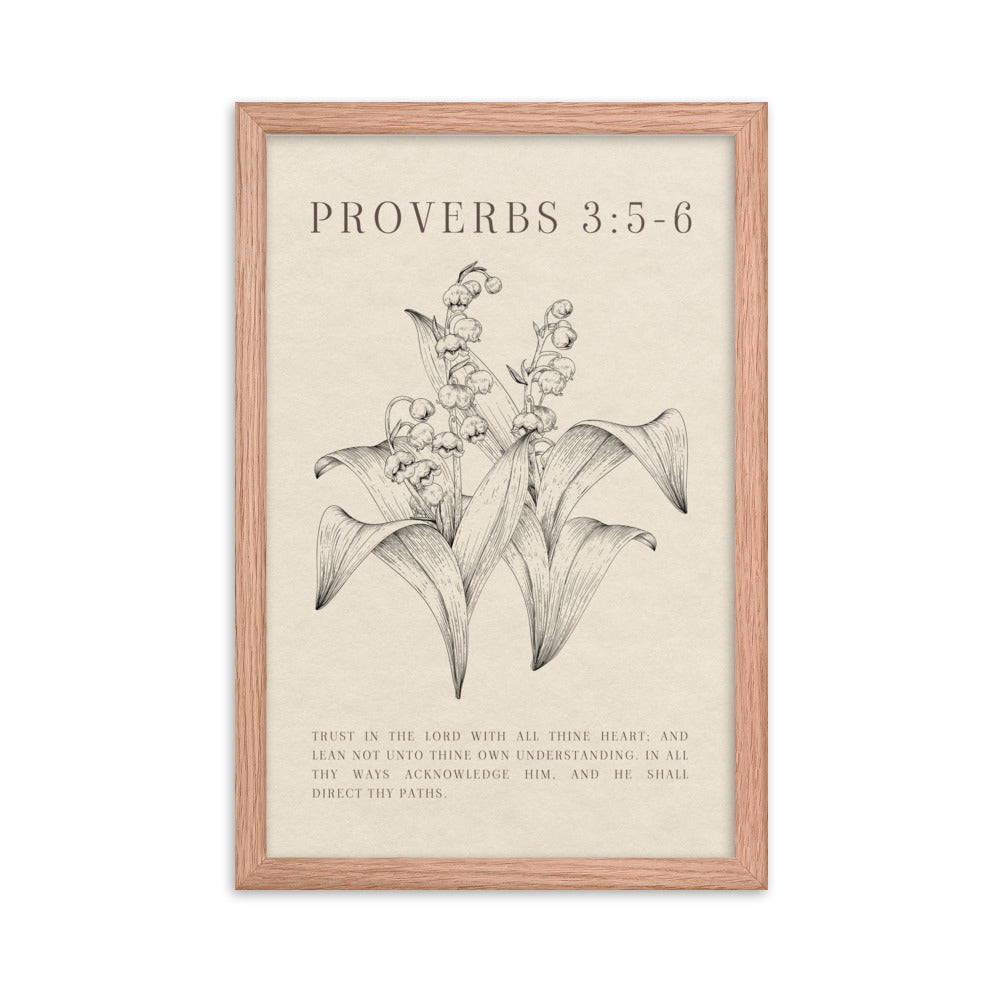 Proverbs 3:5-6 Verse Printed - Floral On Beige Background    5″×7″ / Unframed Matte Paper-A1 (23.3″×33.1″) / Unframed Matte Paper-A2 (16.5″×23.3″) / Unframed Matte Paper-8″×10″ / Unframed Matte Paper-8″×10″ / Black-8″×10″ / Red Oak-8″×10″ / White-11″×14″ / Unframed Matte Paper-11″×14″ / Black-11″×14″ / Red Oak