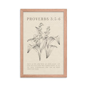 Proverbs 3:5-6 Verse Printed - Floral On Beige Background    5″×7″ / Unframed Matte Paper-A1 (23.3″×33.1″) / Unframed Matte Paper-A2 (16.5″×23.3″) / Unframed Matte Paper-8″×10″ / Unframed Matte Paper-8″×10″ / Black-8″×10″ / Red Oak-8″×10″ / White-11″×14″ / Unframed Matte Paper-11″×14″ / Black-11″×14″ / Red Oak