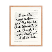 John 11:25 Wall Art – Christ's Promise Over the Chapter    Unframed Matte Paper / 8″×10″-Unframed Matte Paper / 11″×14″-Unframed Matte Paper / 12″×16″-Unframed Matte Paper / 16″×20″-Unframed Matte Paper / 18″×24″-Black / 8″×10″-Black / 11″×14″-Black / 12″×16″-Black / 16″×20″-Black / 18″×24″