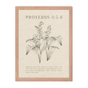Proverbs 3:5-6 Verse Printed - Floral On Beige Background    5″×7″ / Unframed Matte Paper-A1 (23.3″×33.1″) / Unframed Matte Paper-A2 (16.5″×23.3″) / Unframed Matte Paper-8″×10″ / Unframed Matte Paper-8″×10″ / Black-8″×10″ / Red Oak-8″×10″ / White-11″×14″ / Unframed Matte Paper-11″×14″ / Black-11″×14″ / Red Oak