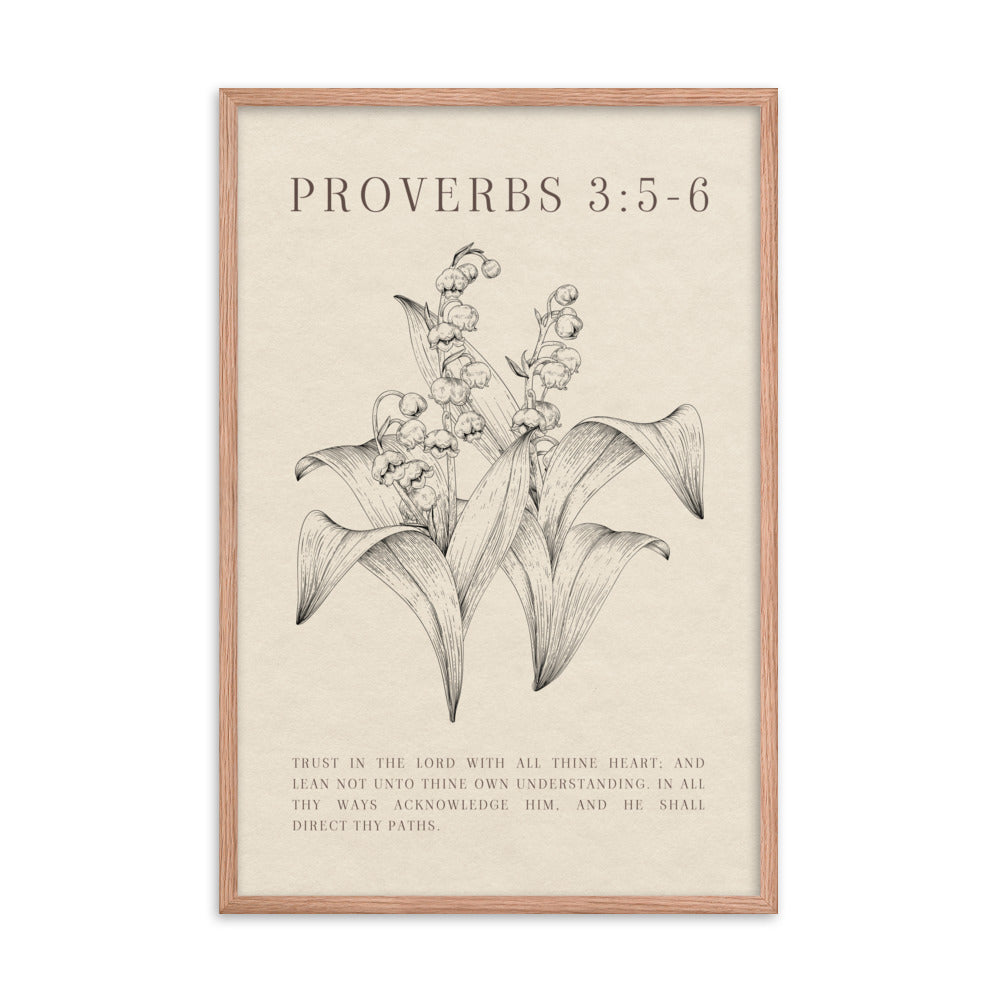 Proverbs 3:5-6 Floral On Beige 24x36