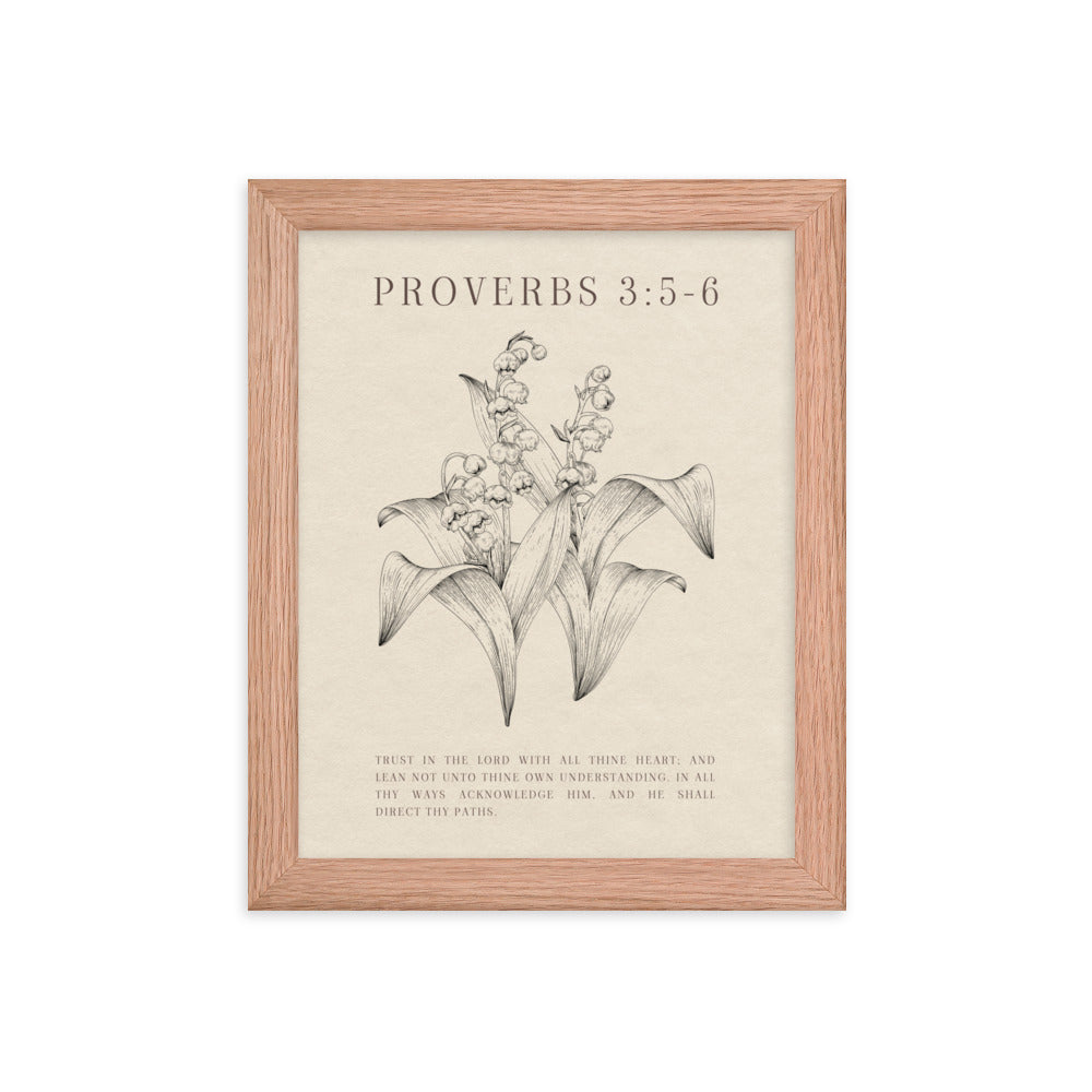 Proverbs 3:5-6 Verse Printed - Floral On Beige Background    5″×7″ / Unframed Matte Paper-A1 (23.3″×33.1″) / Unframed Matte Paper-A2 (16.5″×23.3″) / Unframed Matte Paper-8″×10″ / Unframed Matte Paper-8″×10″ / Black-8″×10″ / Red Oak-8″×10″ / White-11″×14″ / Unframed Matte Paper-11″×14″ / Black-11″×14″ / Red Oak