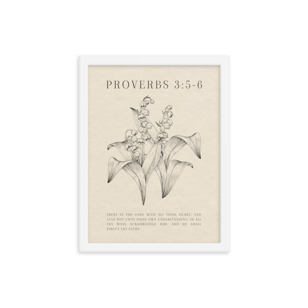 Proverbs 3:5-6 Verse Printed - Floral On Beige Background    5″×7″ / Unframed Matte Paper-A1 (23.3″×33.1″) / Unframed Matte Paper-A2 (16.5″×23.3″) / Unframed Matte Paper-8″×10″ / Unframed Matte Paper-8″×10″ / Black-8″×10″ / Red Oak-8″×10″ / White-11″×14″ / Unframed Matte Paper-11″×14″ / Black-11″×14″ / Red Oak