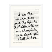 John 11:25 Wall Art – Christ's Promise Over the Chapter    Unframed Matte Paper / 8″×10″-Unframed Matte Paper / 11″×14″-Unframed Matte Paper / 12″×16″-Unframed Matte Paper / 16″×20″-Unframed Matte Paper / 18″×24″-Black / 8″×10″-Black / 11″×14″-Black / 12″×16″-Black / 16″×20″-Black / 18″×24″
