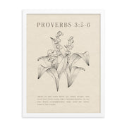 Proverbs 3:5-6 Verse Printed - Floral On Beige Background    5″×7″ / Unframed Matte Paper-A1 (23.3″×33.1″) / Unframed Matte Paper-A2 (16.5″×23.3″) / Unframed Matte Paper-8″×10″ / Unframed Matte Paper-8″×10″ / Black-8″×10″ / Red Oak-8″×10″ / White-11″×14″ / Unframed Matte Paper-11″×14″ / Black-11″×14″ / Red Oak