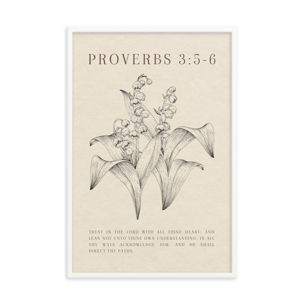 Proverbs 3:5-6 Floral On Beige 24x36