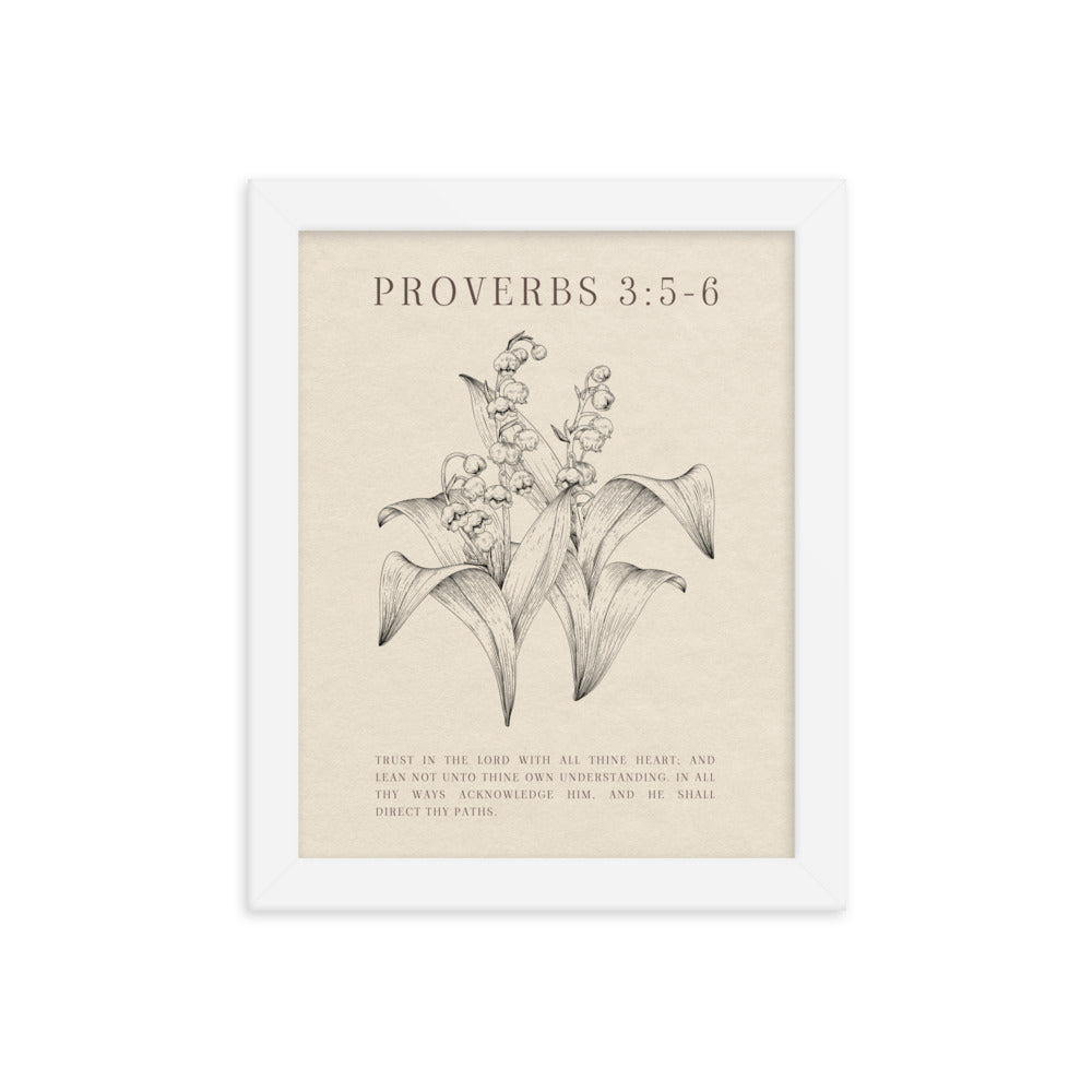 Proverbs 3:5-6 Verse Printed - Floral On Beige Background    5″×7″ / Unframed Matte Paper-A1 (23.3″×33.1″) / Unframed Matte Paper-A2 (16.5″×23.3″) / Unframed Matte Paper-8″×10″ / Unframed Matte Paper-8″×10″ / Black-8″×10″ / Red Oak-8″×10″ / White-11″×14″ / Unframed Matte Paper-11″×14″ / Black-11″×14″ / Red Oak