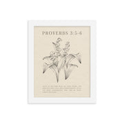 Proverbs 3:5-6 Verse Printed - Floral On Beige Background    5″×7″ / Unframed Matte Paper-A1 (23.3″×33.1″) / Unframed Matte Paper-A2 (16.5″×23.3″) / Unframed Matte Paper-8″×10″ / Unframed Matte Paper-8″×10″ / Black-8″×10″ / Red Oak-8″×10″ / White-11″×14″ / Unframed Matte Paper-11″×14″ / Black-11″×14″ / Red Oak