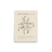 Proverbs 3:5-6 Verse Printed - Floral On Beige Background    5″×7″ / Unframed Matte Paper-A1 (23.3″×33.1″) / Unframed Matte Paper-A2 (16.5″×23.3″) / Unframed Matte Paper-8″×10″ / Unframed Matte Paper-8″×10″ / Black-8″×10″ / Red Oak-8″×10″ / White-11″×14″ / Unframed Matte Paper-11″×14″ / Black-11″×14″ / Red Oak