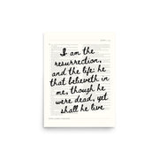 John 11:25 Wall Art – Christ's Promise Over the Chapter    Unframed Matte Paper / 8″×10″-Unframed Matte Paper / 11″×14″-Unframed Matte Paper / 12″×16″-Unframed Matte Paper / 16″×20″-Unframed Matte Paper / 18″×24″-Black / 8″×10″-Black / 11″×14″-Black / 12″×16″-Black / 16″×20″-Black / 18″×24″