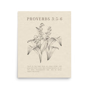 Proverbs 3:5-6 Verse Printed - Floral On Beige Background    5″×7″ / Unframed Matte Paper-A1 (23.3″×33.1″) / Unframed Matte Paper-A2 (16.5″×23.3″) / Unframed Matte Paper-8″×10″ / Unframed Matte Paper-8″×10″ / Black-8″×10″ / Red Oak-8″×10″ / White-11″×14″ / Unframed Matte Paper-11″×14″ / Black-11″×14″ / Red Oak