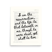 John 11:25 Wall Art – Christ's Promise Over the Chapter    Unframed Matte Paper / 8″×10″-Unframed Matte Paper / 11″×14″-Unframed Matte Paper / 12″×16″-Unframed Matte Paper / 16″×20″-Unframed Matte Paper / 18″×24″-Black / 8″×10″-Black / 11″×14″-Black / 12″×16″-Black / 16″×20″-Black / 18″×24″