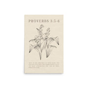 Proverbs 3:5-6 Verse Printed - Floral On Beige Background    5″×7″ / Unframed Matte Paper-A1 (23.3″×33.1″) / Unframed Matte Paper-A2 (16.5″×23.3″) / Unframed Matte Paper-8″×10″ / Unframed Matte Paper-8″×10″ / Black-8″×10″ / Red Oak-8″×10″ / White-11″×14″ / Unframed Matte Paper-11″×14″ / Black-11″×14″ / Red Oak