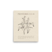 Proverbs 3:5-6 Verse Printed - Floral On Beige Background    5″×7″ / Unframed Matte Paper-A1 (23.3″×33.1″) / Unframed Matte Paper-A2 (16.5″×23.3″) / Unframed Matte Paper-8″×10″ / Unframed Matte Paper-8″×10″ / Black-8″×10″ / Red Oak-8″×10″ / White-11″×14″ / Unframed Matte Paper-11″×14″ / Black-11″×14″ / Red Oak