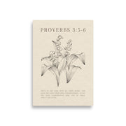 Proverbs 3:5-6 Verse Printed - Floral On Beige Background    5″×7″ / Unframed Matte Paper-A1 (23.3″×33.1″) / Unframed Matte Paper-A2 (16.5″×23.3″) / Unframed Matte Paper-8″×10″ / Unframed Matte Paper-8″×10″ / Black-8″×10″ / Red Oak-8″×10″ / White-11″×14″ / Unframed Matte Paper-11″×14″ / Black-11″×14″ / Red Oak