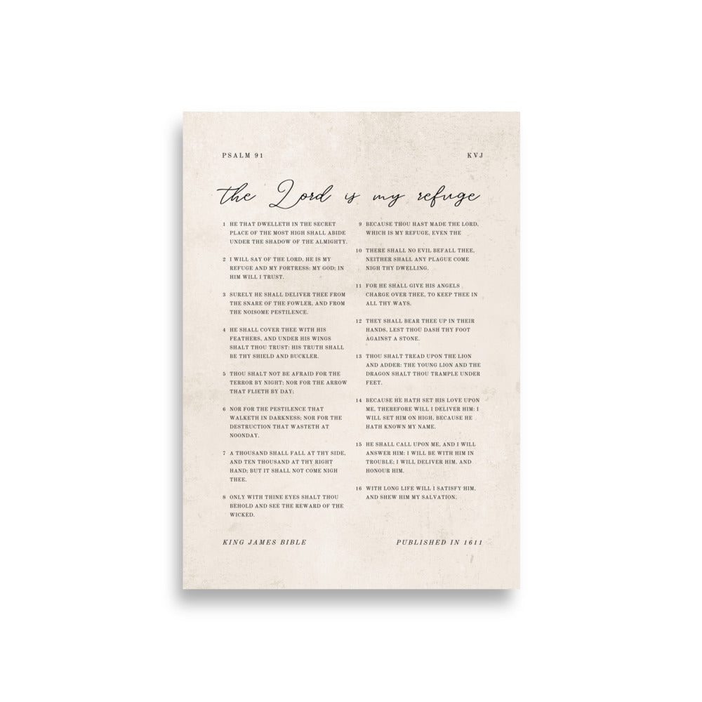 Psalm 91 KJV Entire Chapter Printed On Beige 5″×7″ / Unframed Matte Paper-A1 (23.3″×33.1″) / Unframed Matte Paper-A2 (16.5″×23.3″) / Unframed Matte Paper-8″×10″ / Unframed Matte Paper-8″×10″ / Black-8″×10″ / Red Oak-8″×10″ / White-11″×14″ / Unframed Matte Paper-11″×14″ / Black-11″×14″ / Red Oak