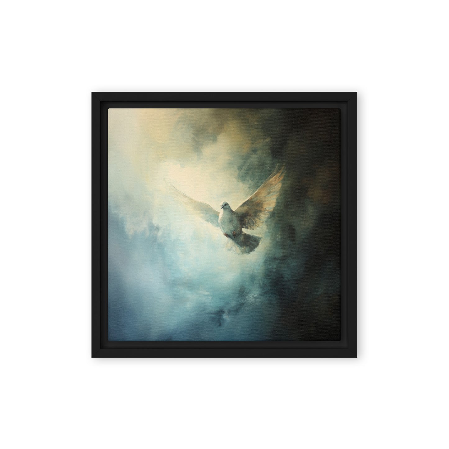 Peace Reigns - White Dove of Peace - Framed Canvas    Unframed Canvas / 8″×10″-Unframed Canvas / 9″×12″-Unframed Canvas / 11″×14″-Unframed Canvas / 12″×12″-Unframed Canvas / 12″×16″-Unframed Canvas / 12″×18″-Unframed Canvas / 16″×16″-Unframed Canvas / 16″×20″-Unframed Canvas / 18″×24″-Unframed Canvas / 20″×30″
